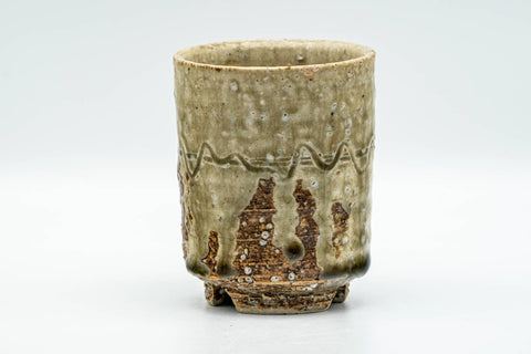 Japanese Teacup - Large Textured Green Drip-Glazed Yunomi - 200ml - Tezumi