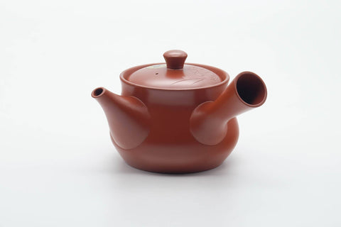 Japanese Tea Set - Floral Engraved Tokoname-yaki Kyusu Teapot and 5 Yunomi Teacups