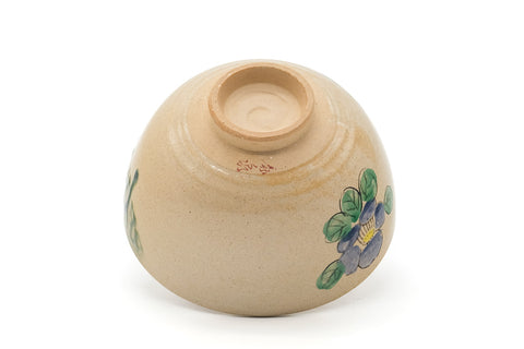 Japanese Matcha Bowl - Beige Camellias Chawan - 400ml