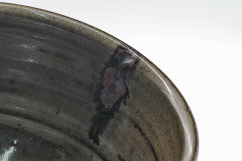 Tezumi — Japanese Matcha Bowl - Brown Green Hakeme White Glazed Chawan - 300ml — tipped to show the interior