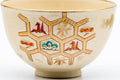 Tezumi — Japanese Matcha Bowl - Gold Geometric Origami Kyo-yaki Chawan - 250ml — tipped to show the interior