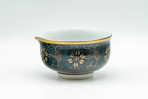 Japanese Katakuchi - 九谷焼 Floral Aochibu Kutani-yaki Porcelain Water Cooler - 110ml - Tezumi