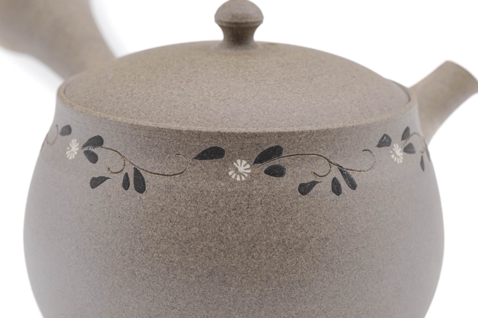 Japanese Kyusu - 都築豊 Tsuzuki Yutaka - Floral Yakishime Tokoname-yaki Teapot - 320ml