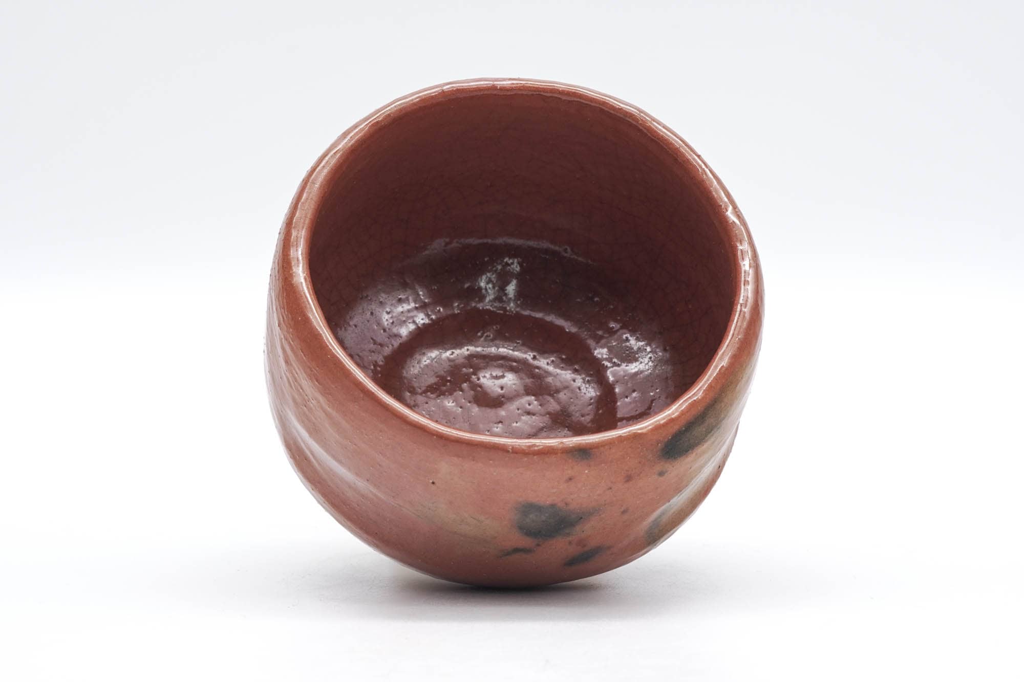 Japanese Matcha Bowl - Red Black Glazed Aka-raku Wabi-Sabi Chawan - 250ml