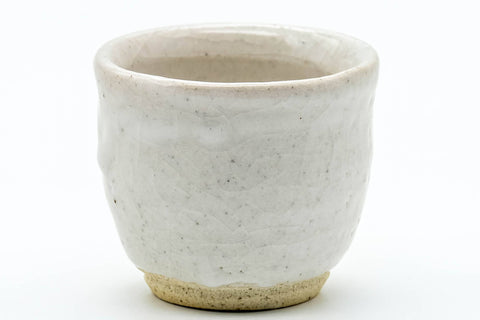 Tezumi — Japanese Teacup - White Drip-Glazed Guinomi - 40ml — tipped to show the interior
