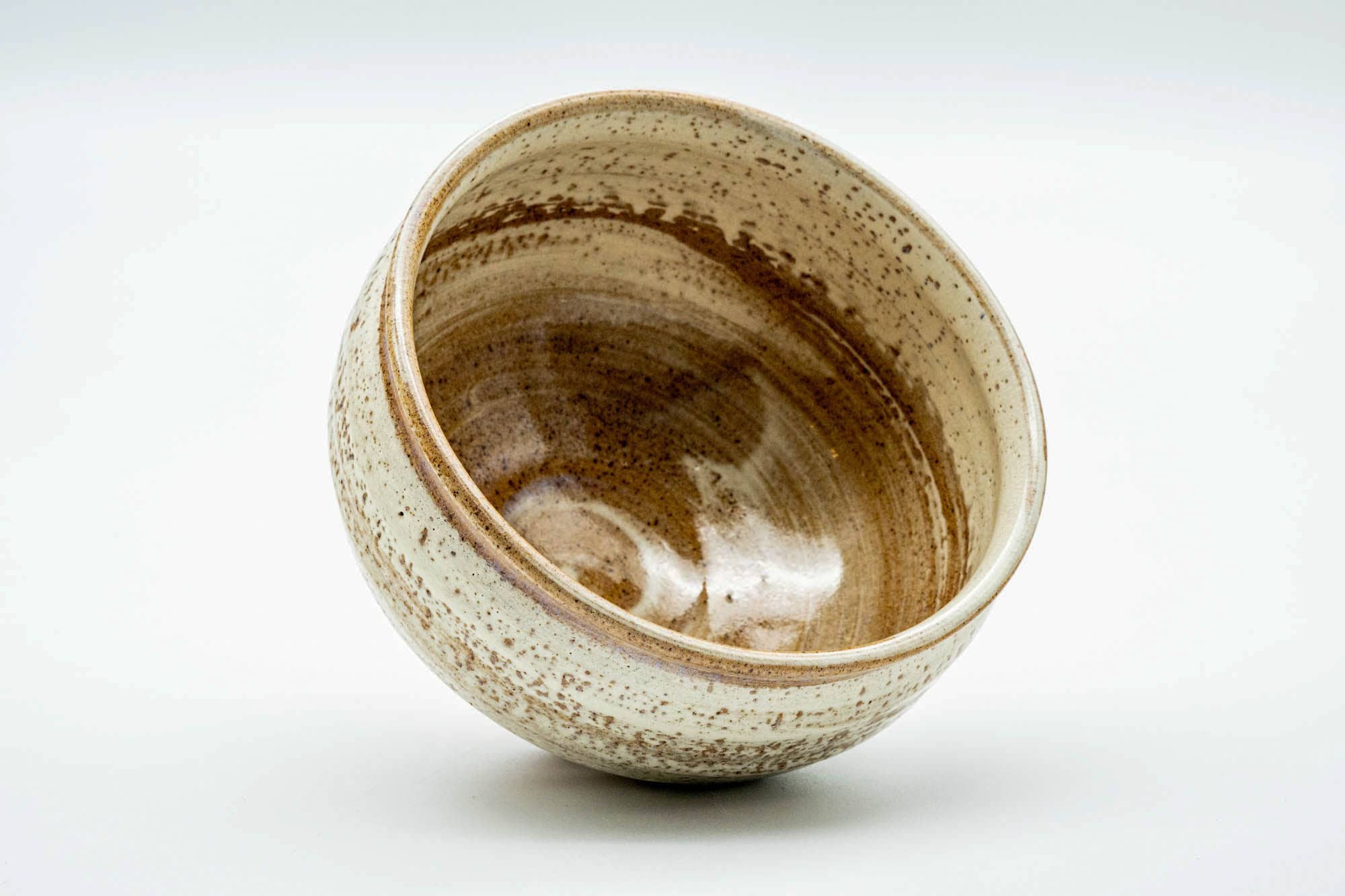 Japanese Matcha Bowl - Brown Milky White Glazed Chawan - 350ml