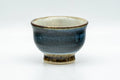 Tezumi — Japanese Teacup - Black Blue Glazed Exterior Beige Interior Yunomi - 70ml — front view from another angle