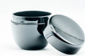 Japanese Natsume - Small Black Lacquer Matcha Tea Caddy - Ko-natsume - 50ml - angled view of the open caddy with lid removed