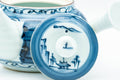 Tezumi — Japanese Kyusu - Blue Striped Village Arita-yaki Debeso Teapot - 300ml — closeup of the decoration