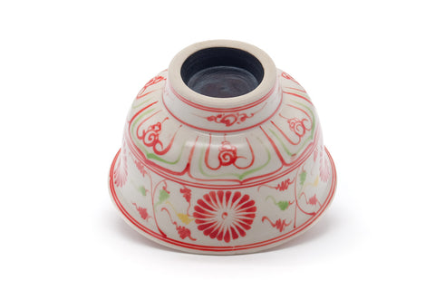 Japanese Matcha Bowl - Red Floral Vietnamese-style Annan Chawan - 340ml