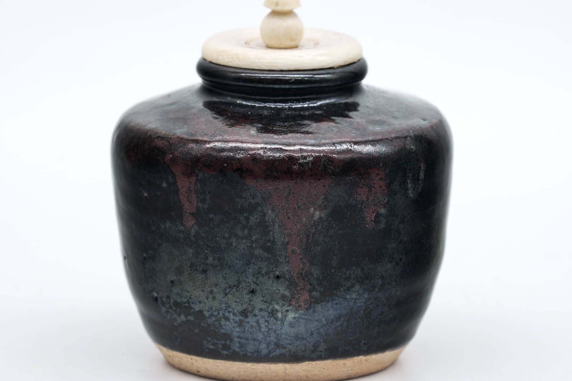 Japanese Chaire - Black Heshizuku Seto-yaki Tea Jar with Shifuku