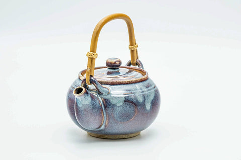 Japanese Dobin - Blue Purple Glazed Top-Handled Ceramic Filter Teapot - 340ml