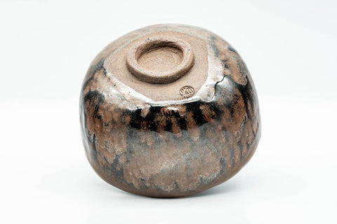 Japanese Matcha Bowl - Brown Drip-Glazed Hantsutsu-gata Chawan - 300ml