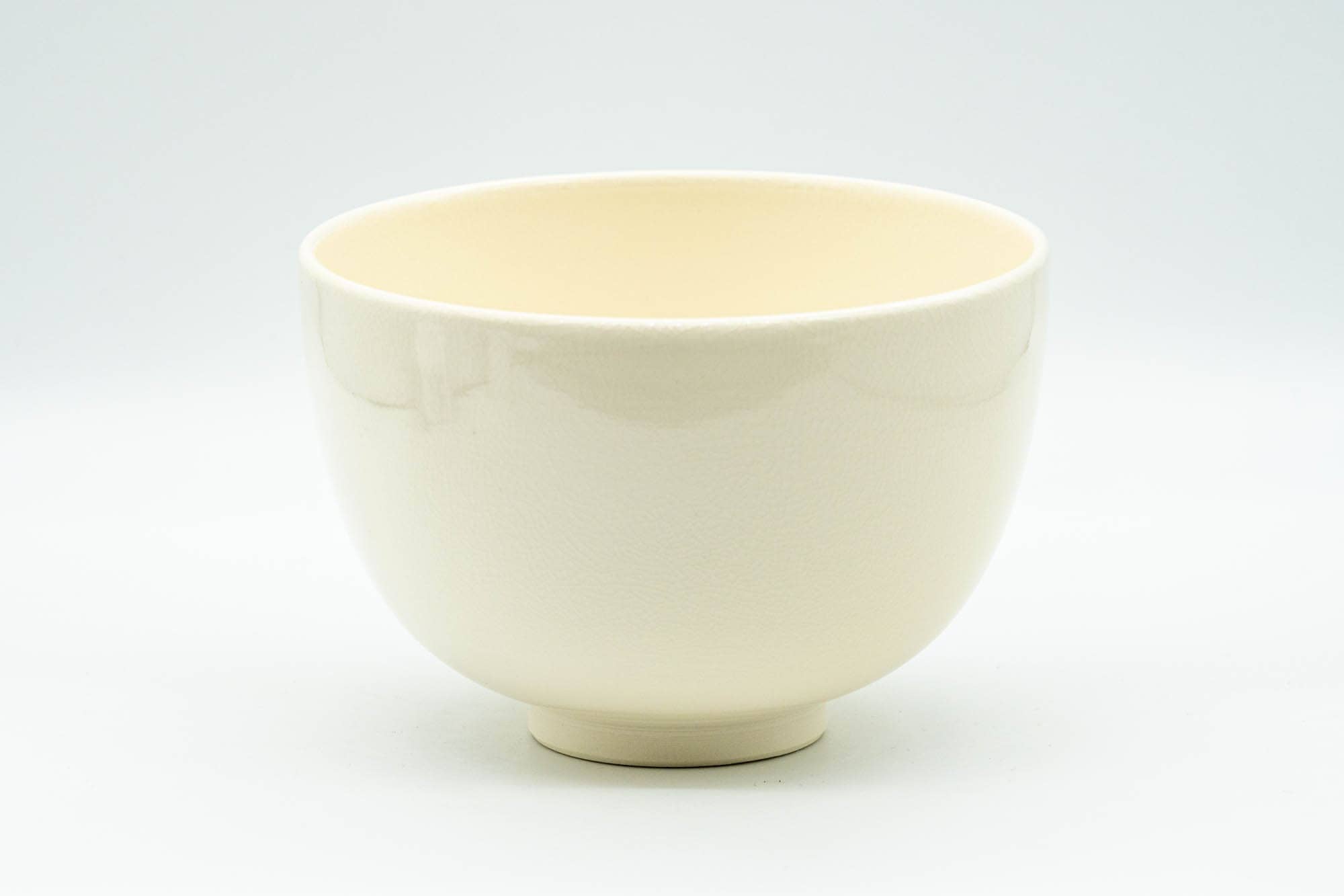 Japanese Matcha Bowl - Beige White Tall Kyo-yaki Chawan - 350ml
