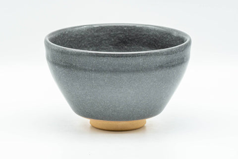 Japanese Matcha Bowl - Small Floral Grey Celadon-Glazed Tenmoku-gata Chawan 200ml - alternate front view