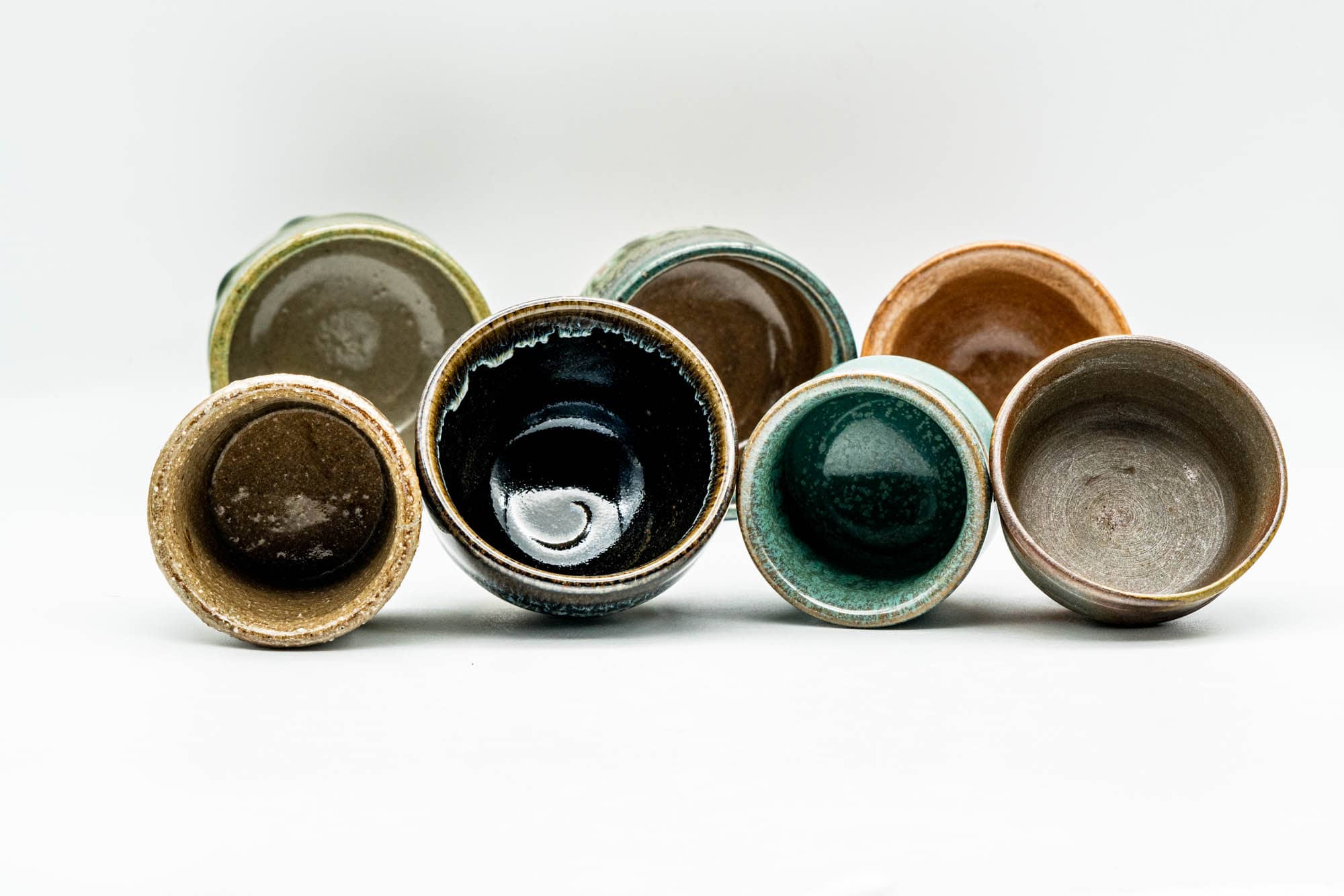 Japanese Teacups - Set of 7 Uniquely Glazed Guinomi - 50ml