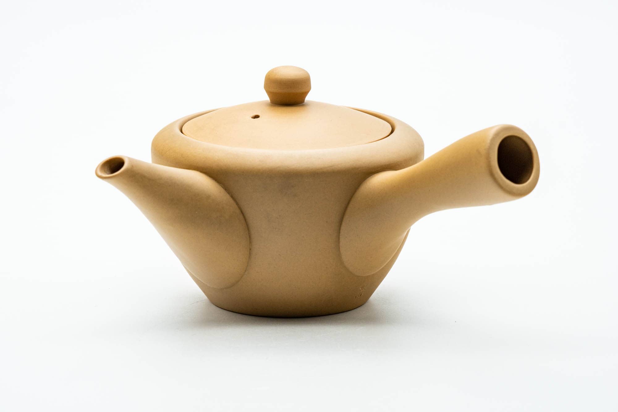 Japanese Kyusu - Beige Landscape Striped Ceramic Teapot - 230ml