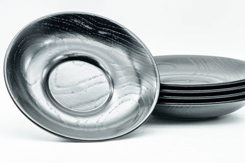 Japanese Chataku - Set of 5 Thin Black Wooden Tea Coasters - Tezumi