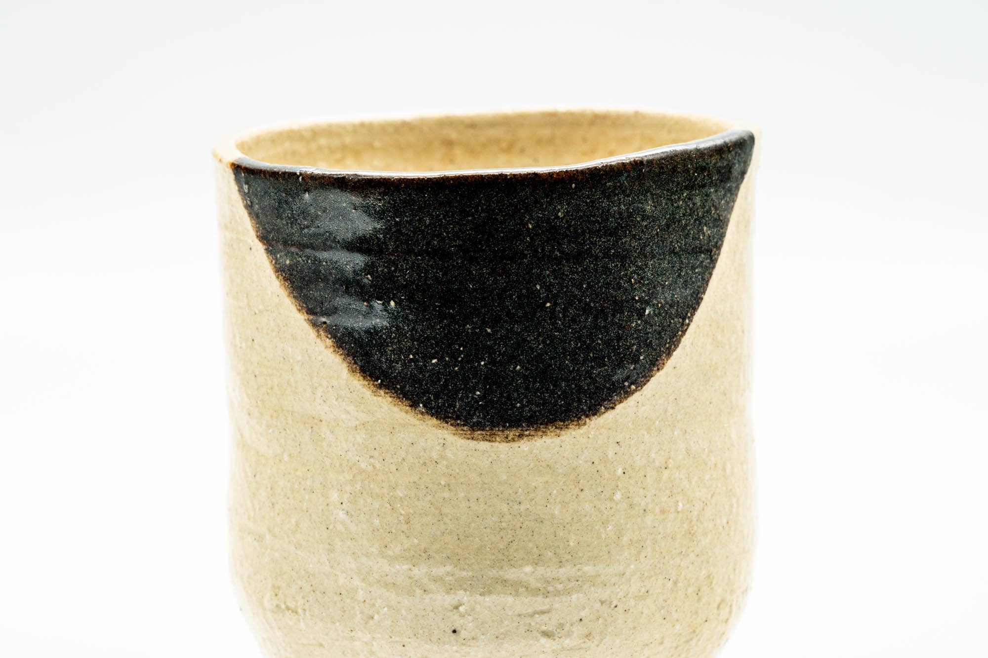 Japanese Teacup - Beige Black Glazed Weathered Yunomi - 170ml