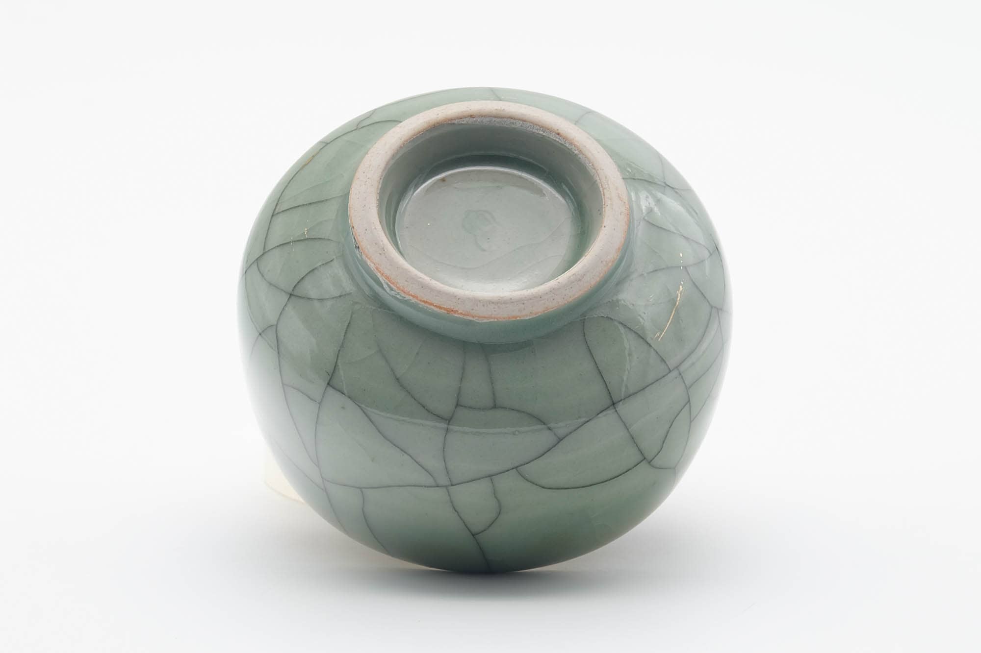 Japanese Teacup - Green Celadon Glazed Golden Horse Obori Soma-yaki Yunomi - 100ml