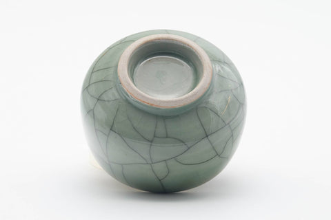 Japanese Teacup - Green Celadon Glazed Golden Horse Obori Soma-yaki Yunomi - 100ml