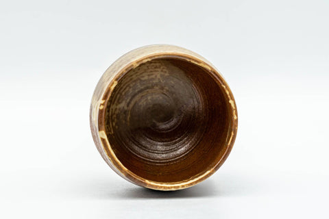 Tezumi — Japanese Teacup - Small Brown Ash-Glazed Guinomi - 50ml — three-quarter view