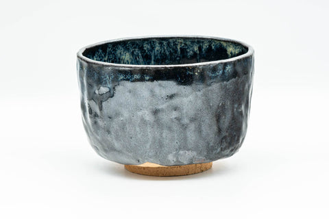 Japanese Matcha Bowl - Blue Hare's Fur Black Drip-Glazed Wabi-Sabi Chawan - 500ml