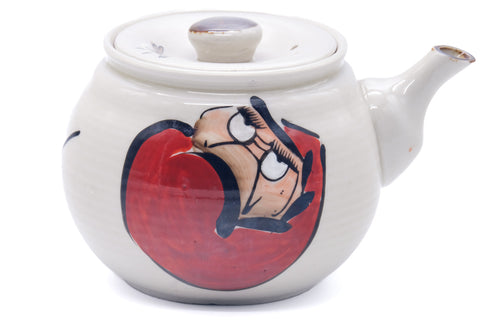 Tezumi — Japanese Tea Set - Daruma Kyusu Teapot with 4 Yunomi Teacups — the teapot and cups arranged together