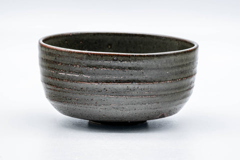 Tezumi — Japanese Matcha Bowl - Dark Green Spiraling Wabi-Sabi Chawan - 300ml — front view from another angle