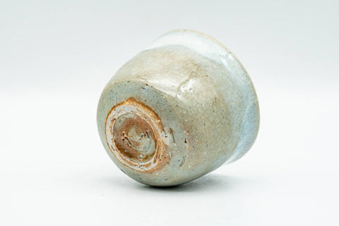 Japanese Teacup - Beige White Glazed Hagi-yaki Yunomi - 80ml - tilted view showing the foot