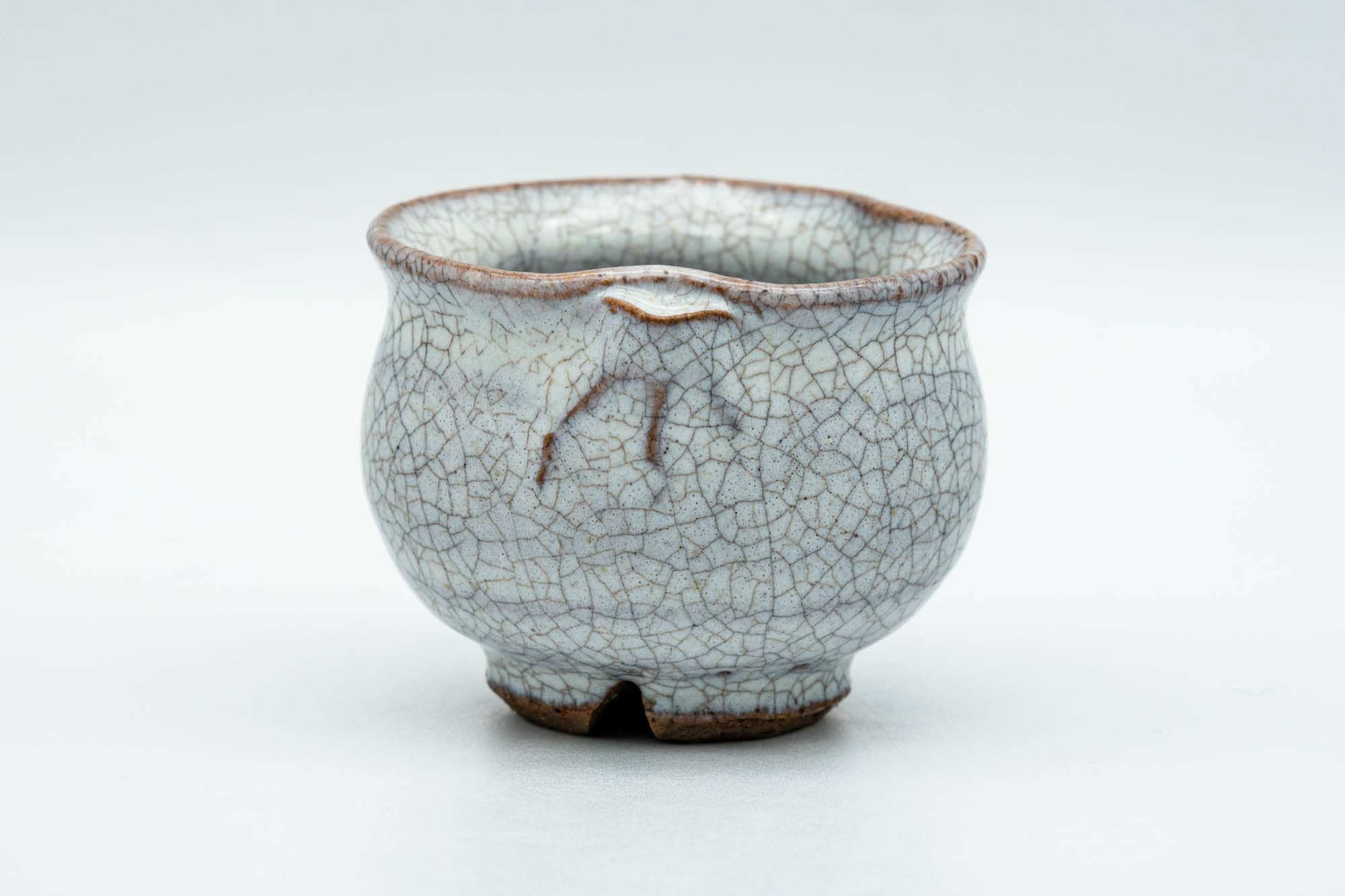 Japanese Teacup - Milky White Glazed Abstract Guinomi - 50ml - Tezumi