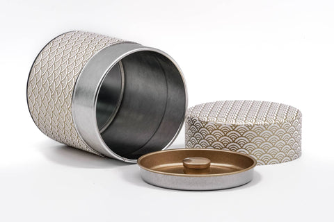 Gold White Seigaiha Washi Tea Canister - 100g