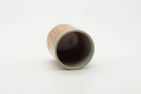Tezumi — Japanese Teacup - Kanji Glazed Hagi-yaki Yunomi - 150ml — three-quarter view