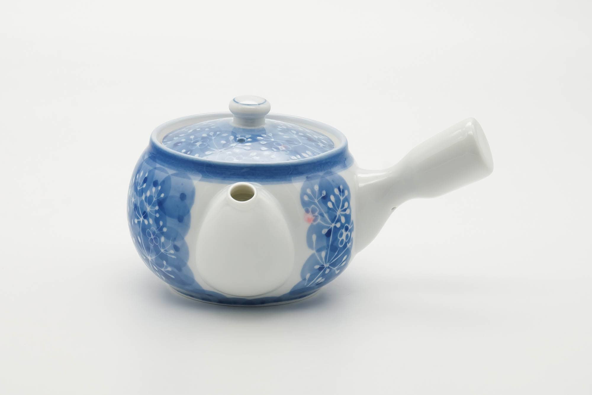 Japanese Tea Set - Blue Floral Arita-yaki Kyusu Teapot with 5 Yunomi Teacups