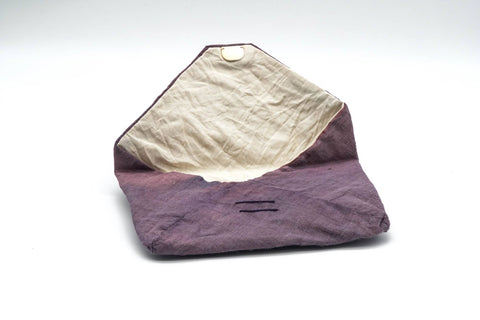 Tezumi — Japanese Sukiya-bukuro - Purple Linen Tea Pouch — three-quarter view