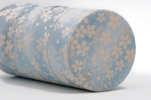 Blue Beige Sakura Washi Tea Canister - 200g