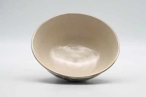 Japanese Matcha Bowl - Green Floral Kyo-yaki Summer Chawan - 150ml