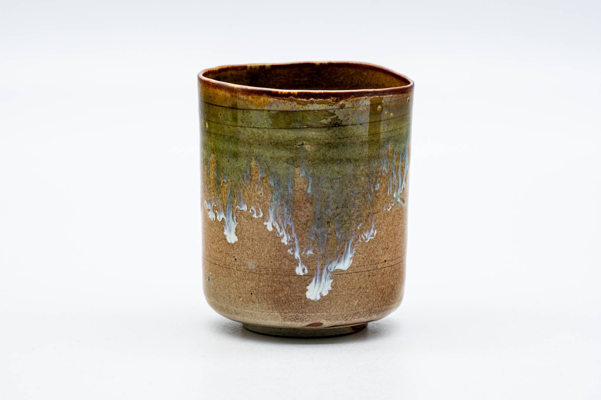 Japanese Teacup - Green Blue Drip-Glazed Agano-yaki Yunomi - 200ml
