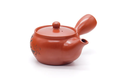Japanese Kyusu - Flower Engraved Tokoname Mesh Teapot - 410ml