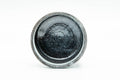 Japanese Teacup - Grey Milky White Drip-Glazed Guinomi - 50ml - overhead view showing the dark glazed interior