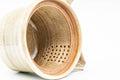 Tezumi — Japanese Kyusu - Beige Weathered Hagi-yaki Do-ake Teapot - 330ml — side profile showing the spout and handle