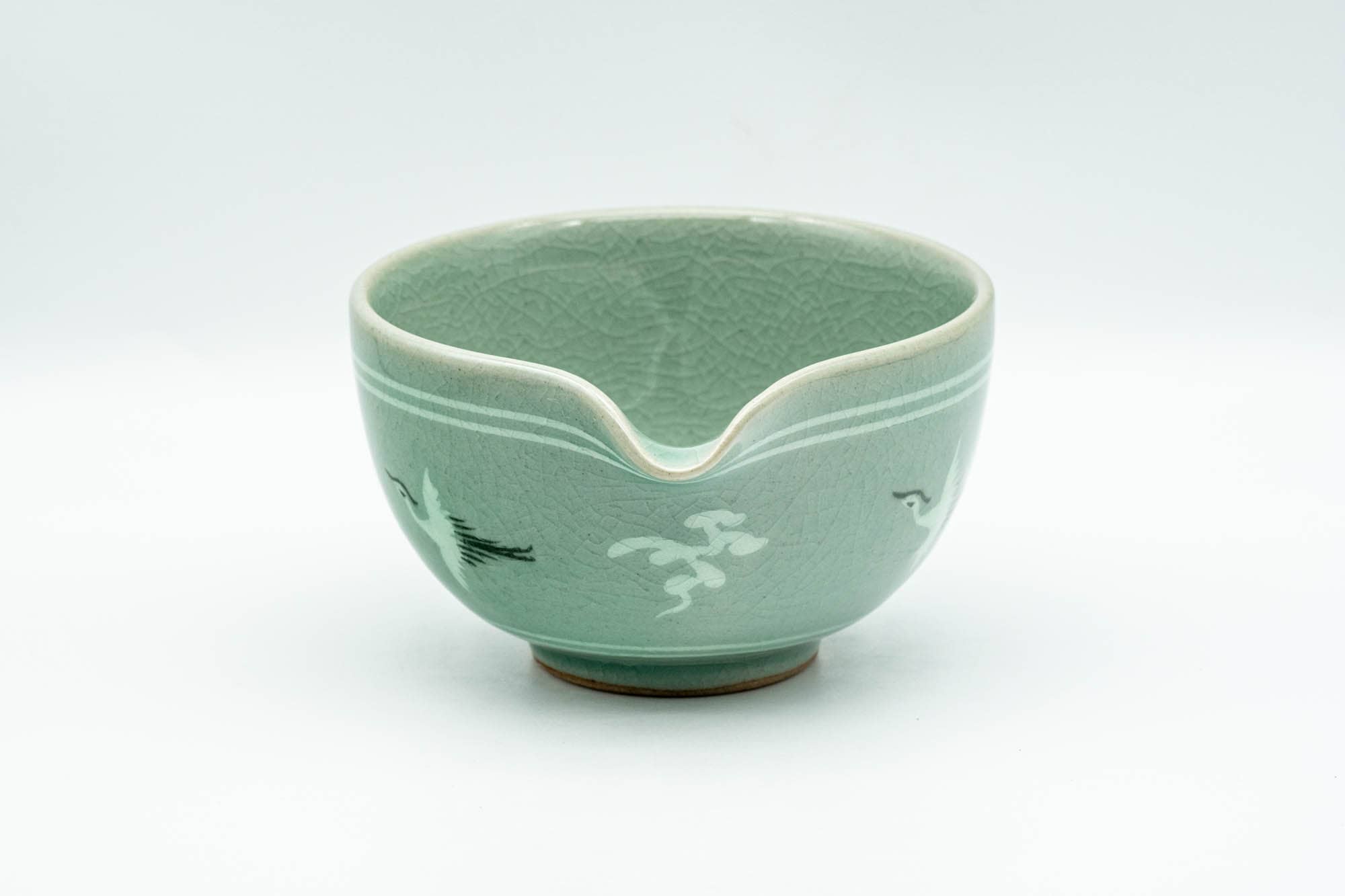 Korean Tea Set - Egret Green Celadon Katakuchi Water Cooler and 3 Guinomi Teacups