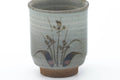Tezumi — Japanese Teacup - Grey Floral Karatsu-yaki Yunomi - 180ml — tipped to show the interior