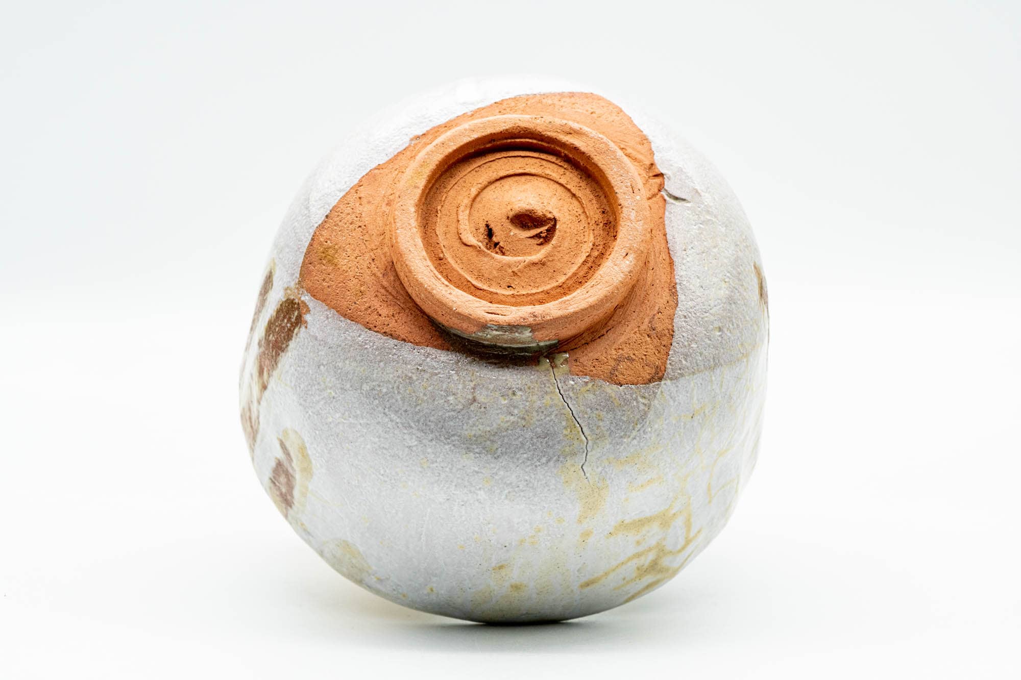 Japanese Matcha Bowl - 久 Milky White Yellow Web-Glazed Wabi-Sabi Chawan - 350ml
