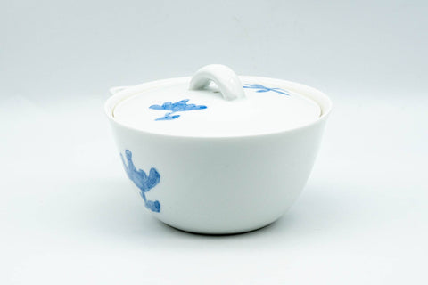 Japanese Houhin - Blue Floral White Porcelain Arita-yaki Do-ake Teapot - 150ml