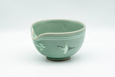 Korean Tea Set - Egret Green Celadon Katakuchi Water Cooler and 3 Guinomi Teacups