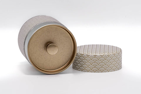 Gold White Seigaiha Washi Tea Canister - 100g