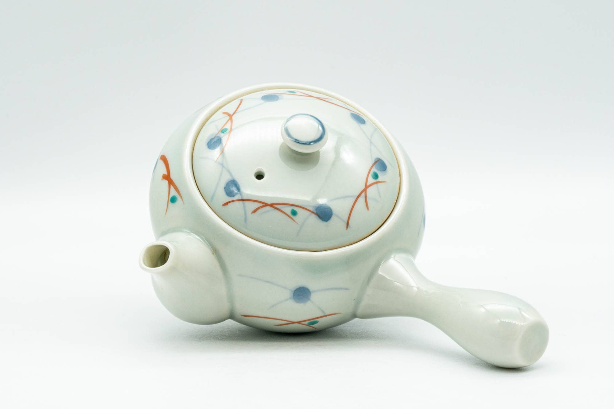 Japanese Kyusu - Geometric Polka-Dotted Arita-yaki Debeso Teapot - 130ml - Tezumi