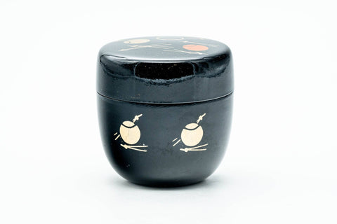 Japanese Natsume - Geometric Black Lacquered Matcha Tea Canister - 100ml