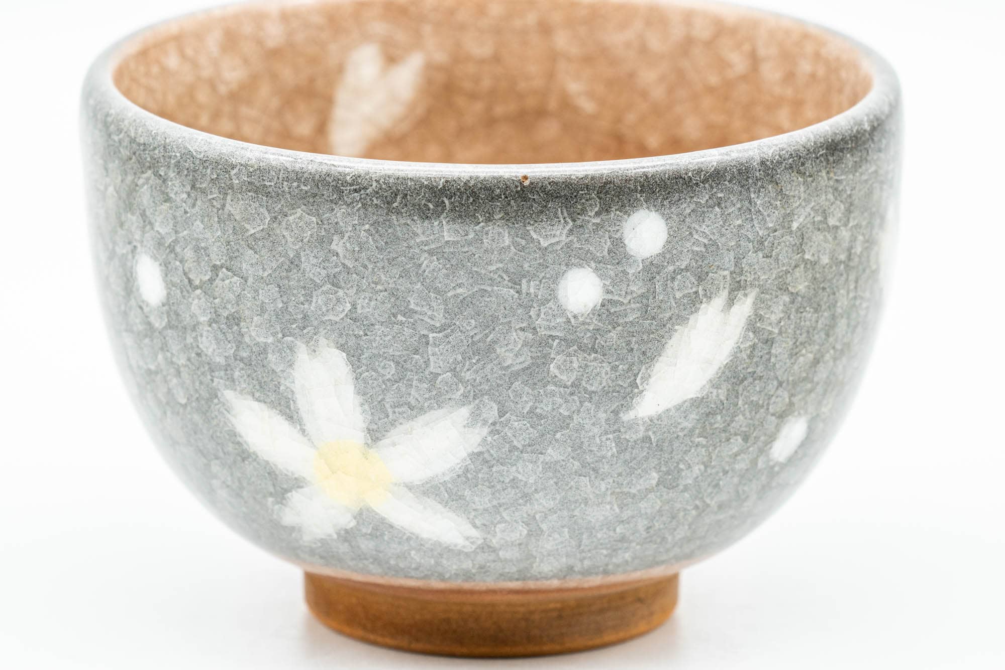 Japanese Teacup - Floral Grey Celadon Snowflake Glazed Yunomi - 150ml - Tezumi